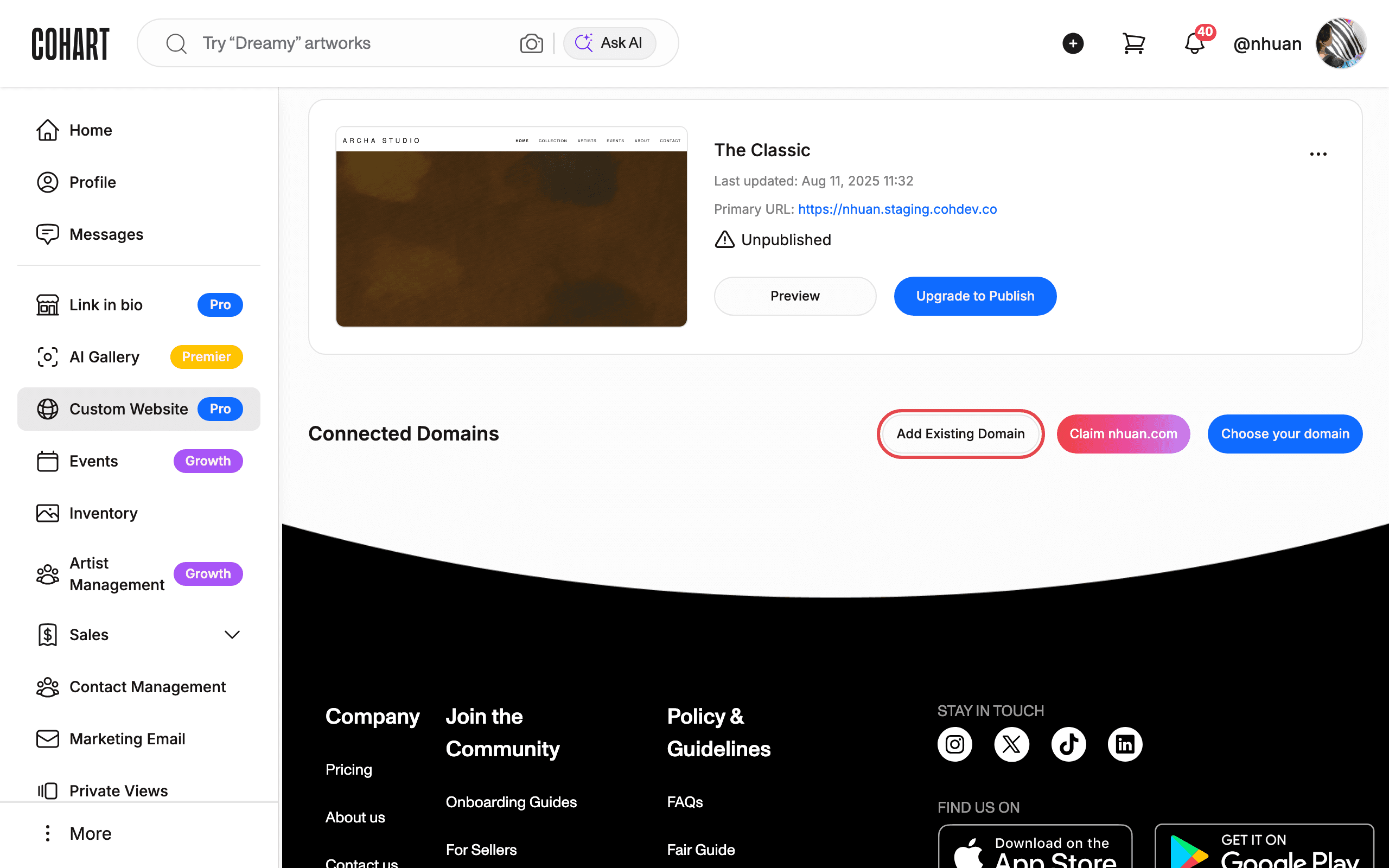 Open Custom Website from the sidebar