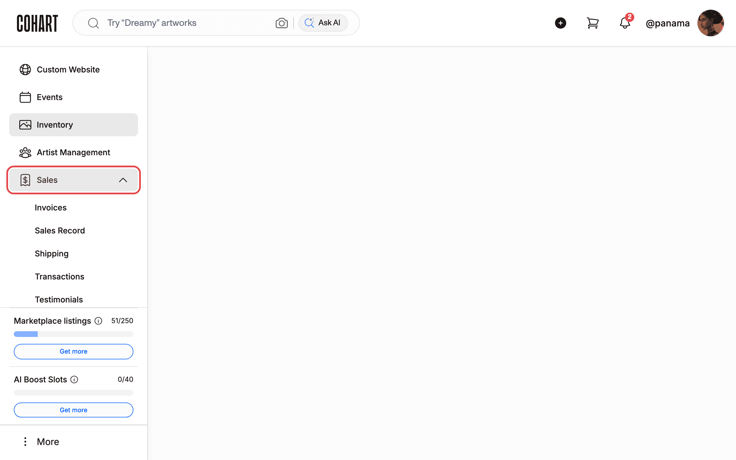 Open the Sales menu in the sidebar