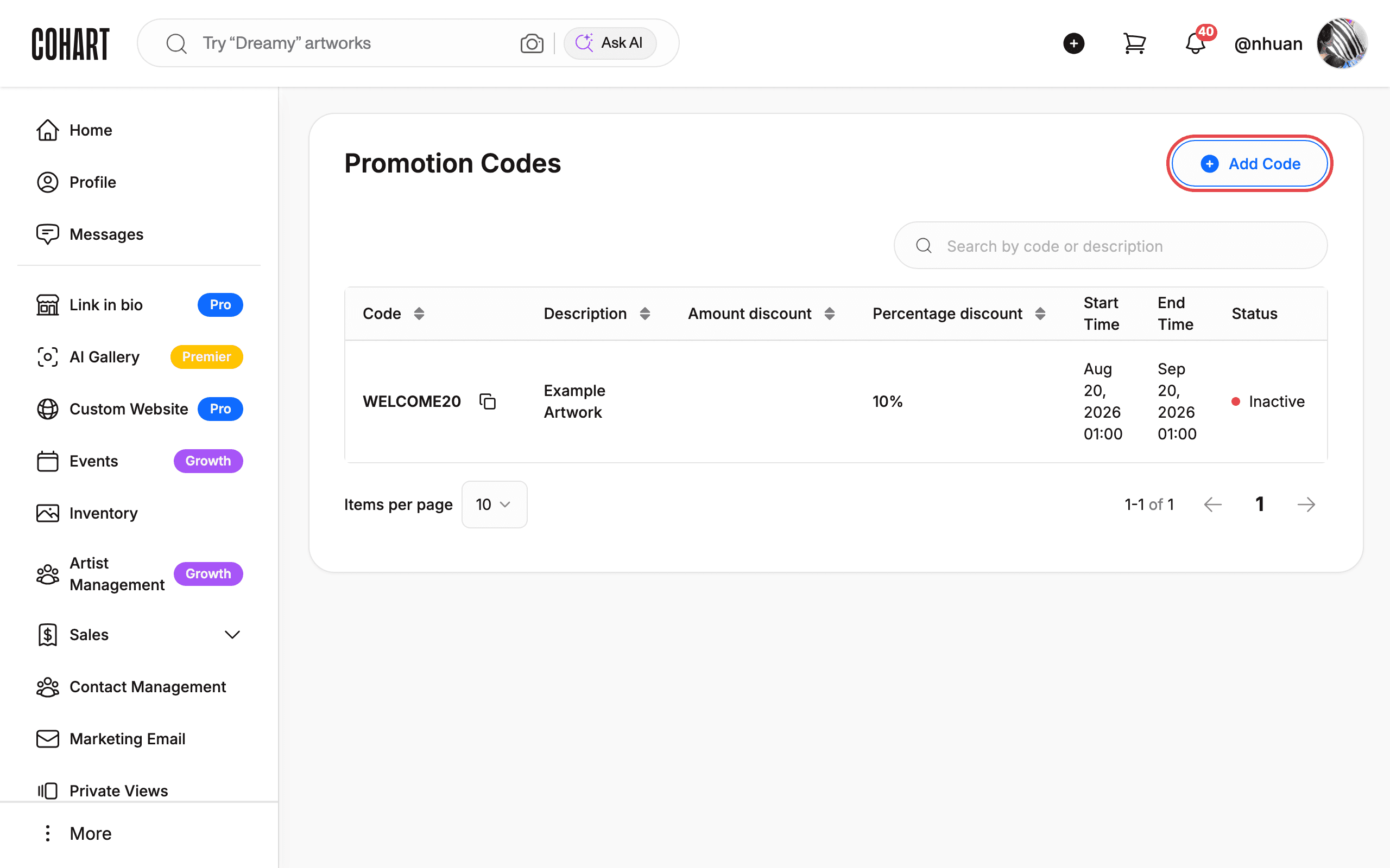 Open the Promotions page