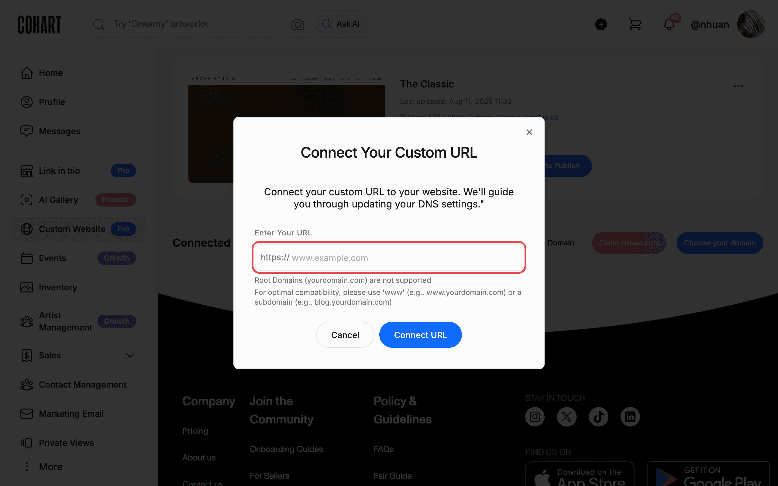 Click Add Existing Domain