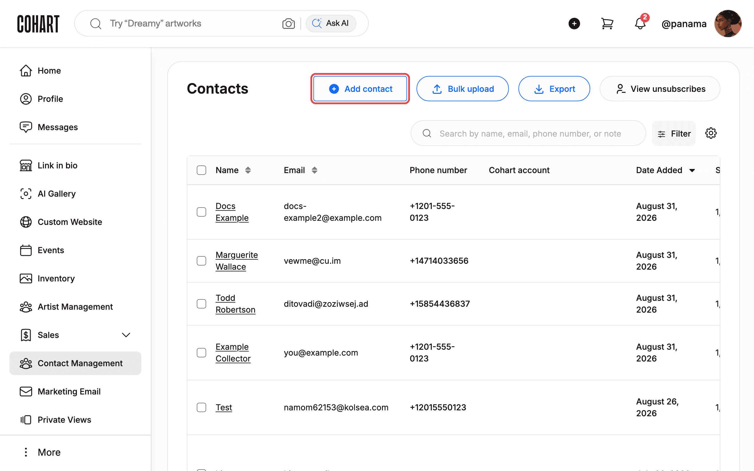 Click Add contact
