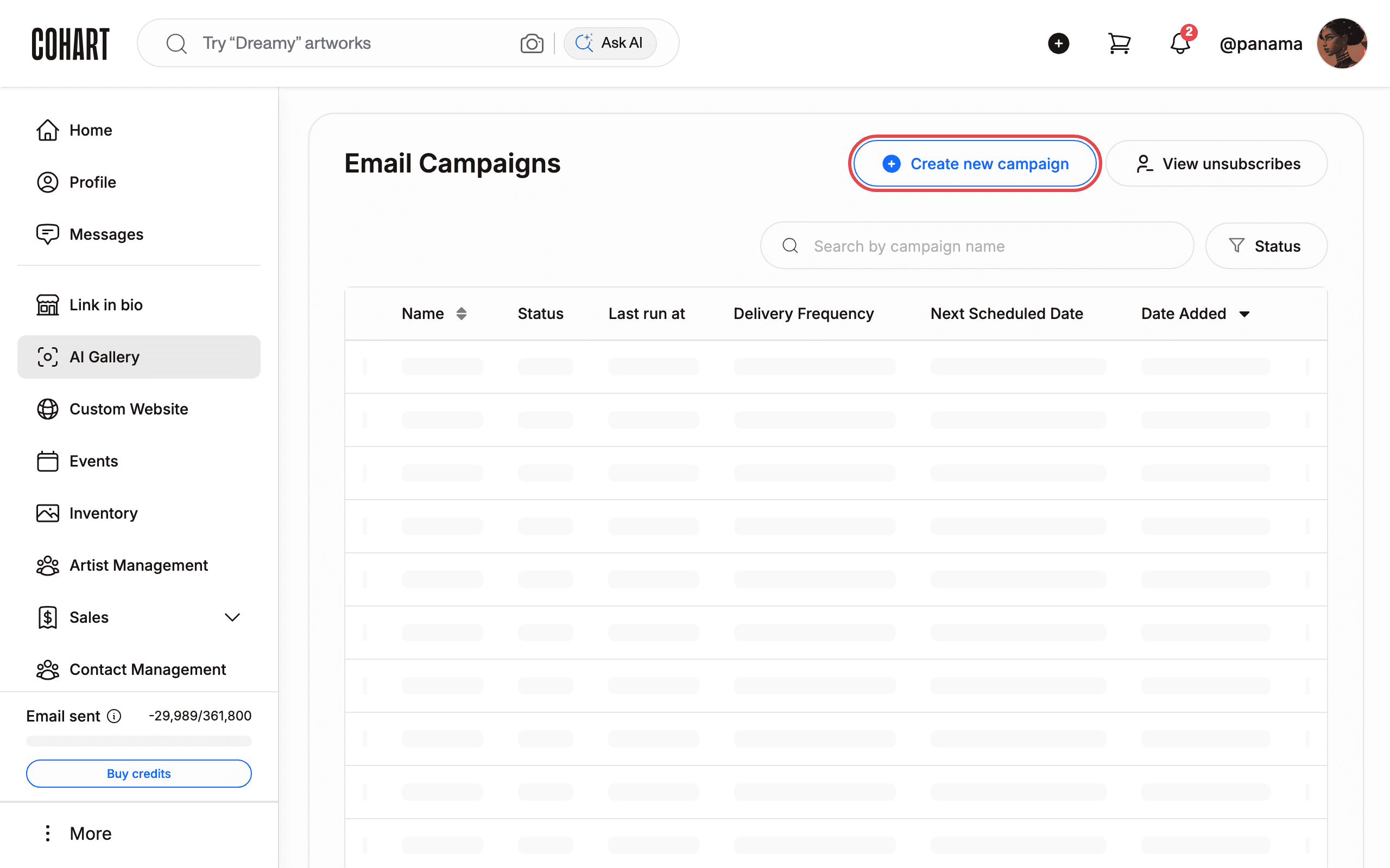 Click Create new campaign
