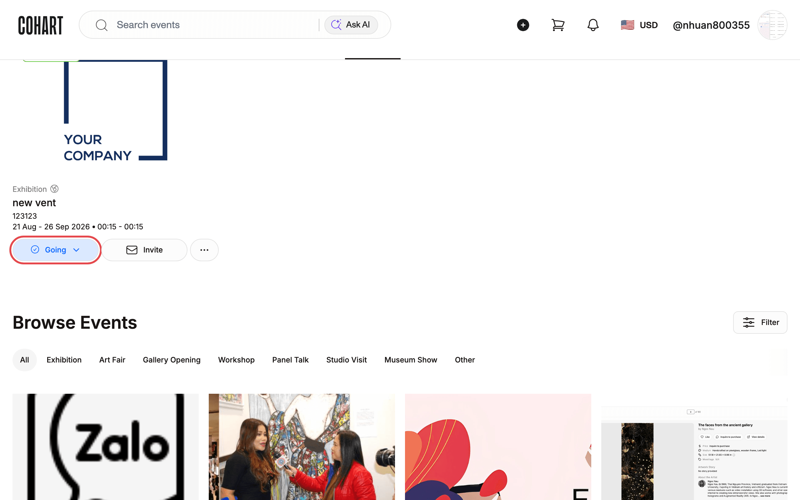 Discover Events page