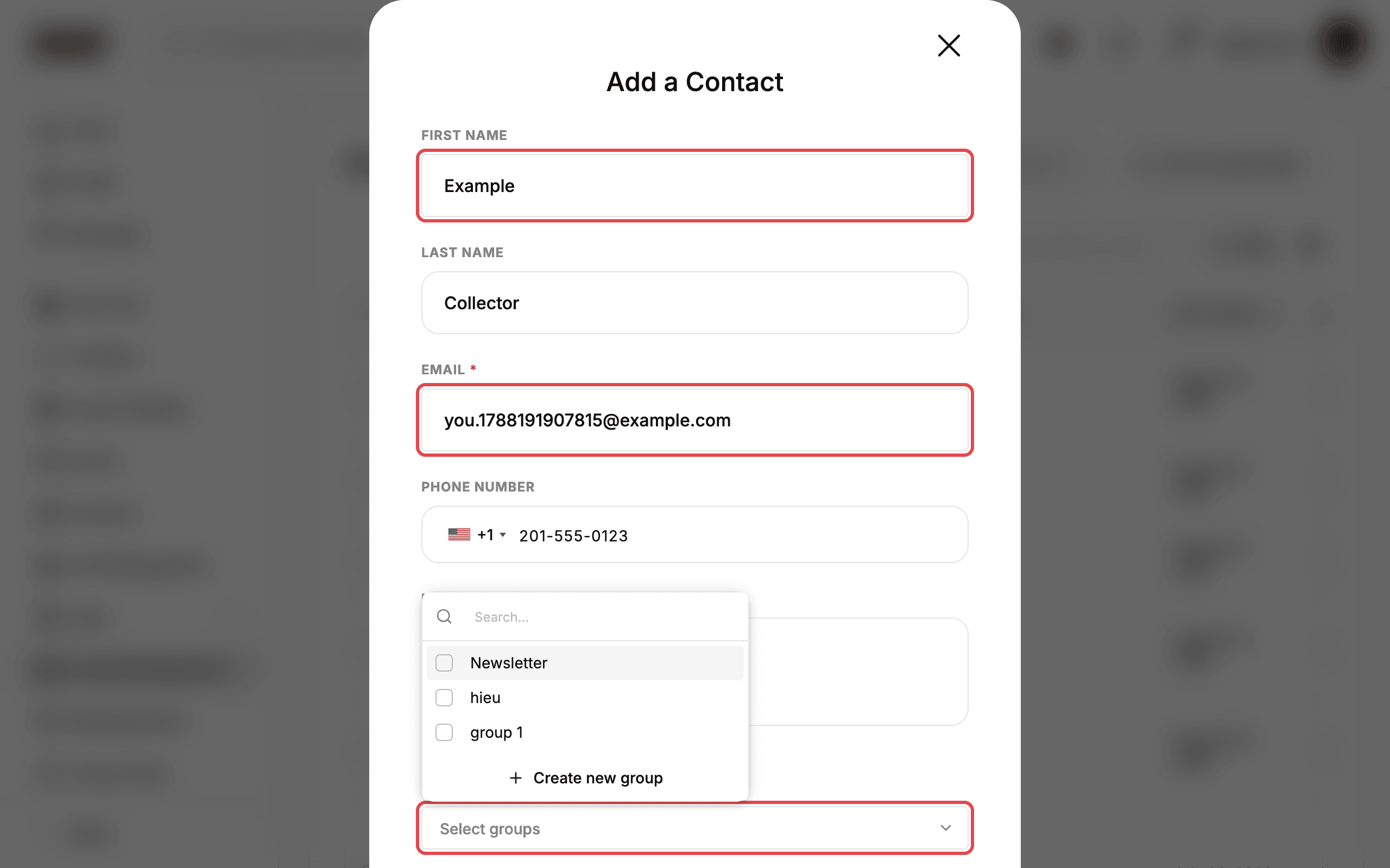 Select groups dropdown