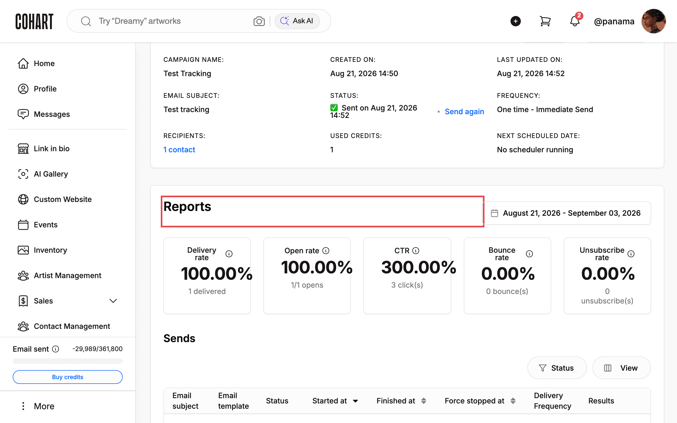Read the Reports statistics: delivery, open, click, bounce, unsubscribe rates