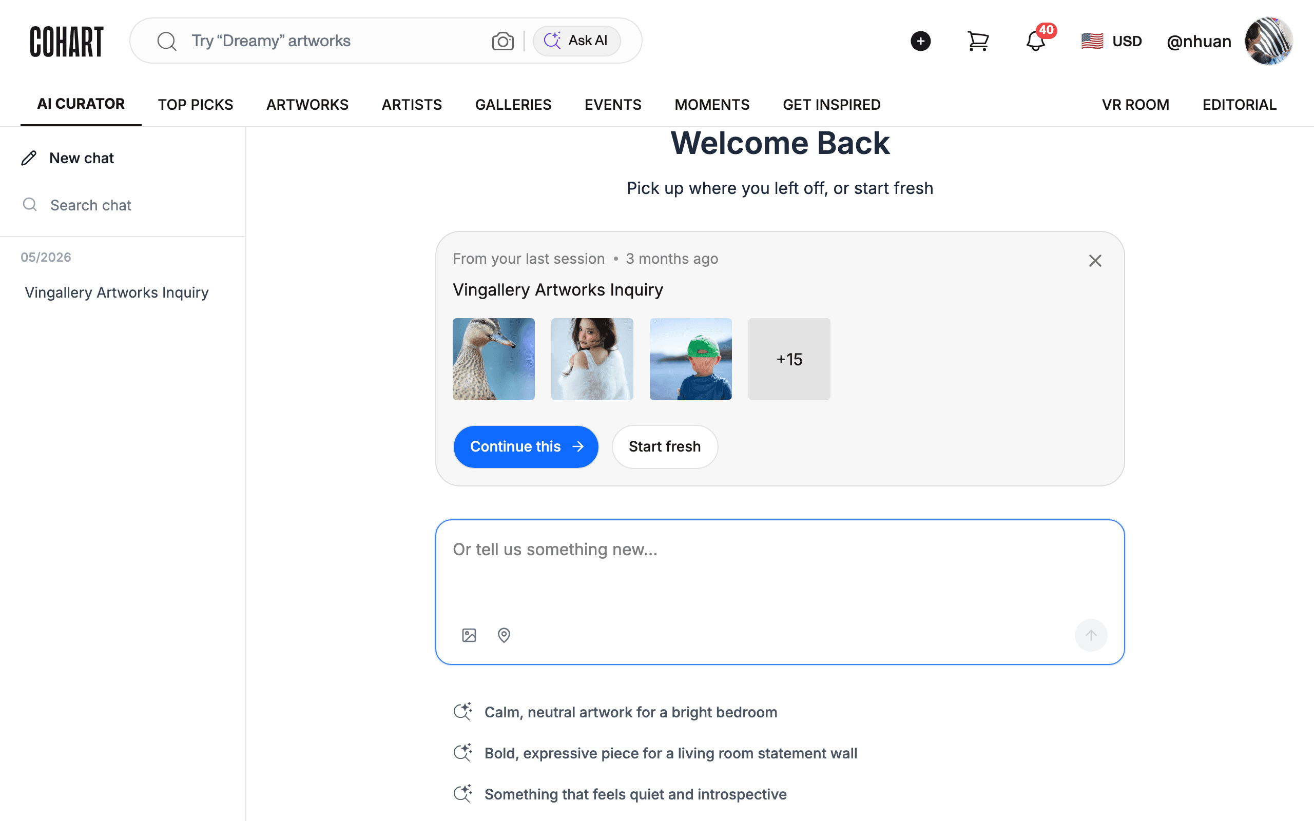 AI Curator chat
