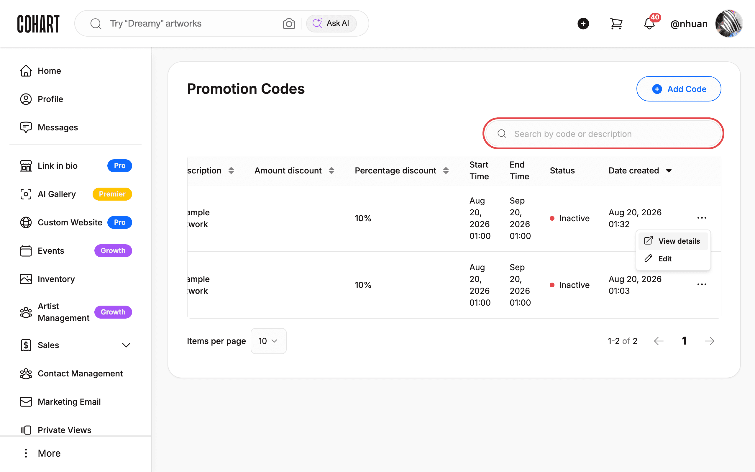 Search with no matches shows empty state