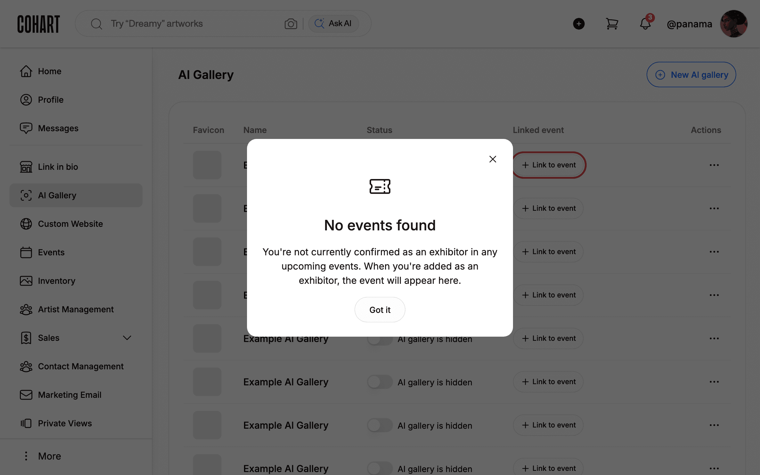 Pick an event to link