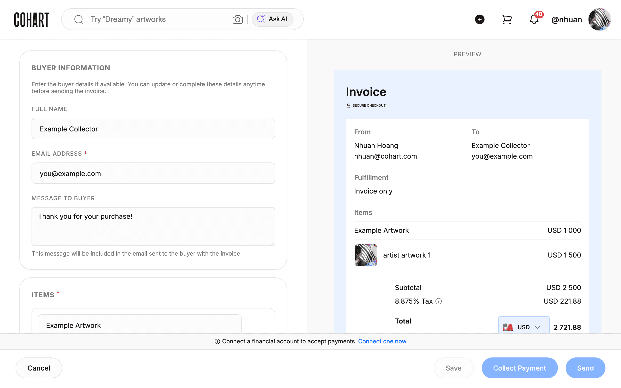 Invoice preview