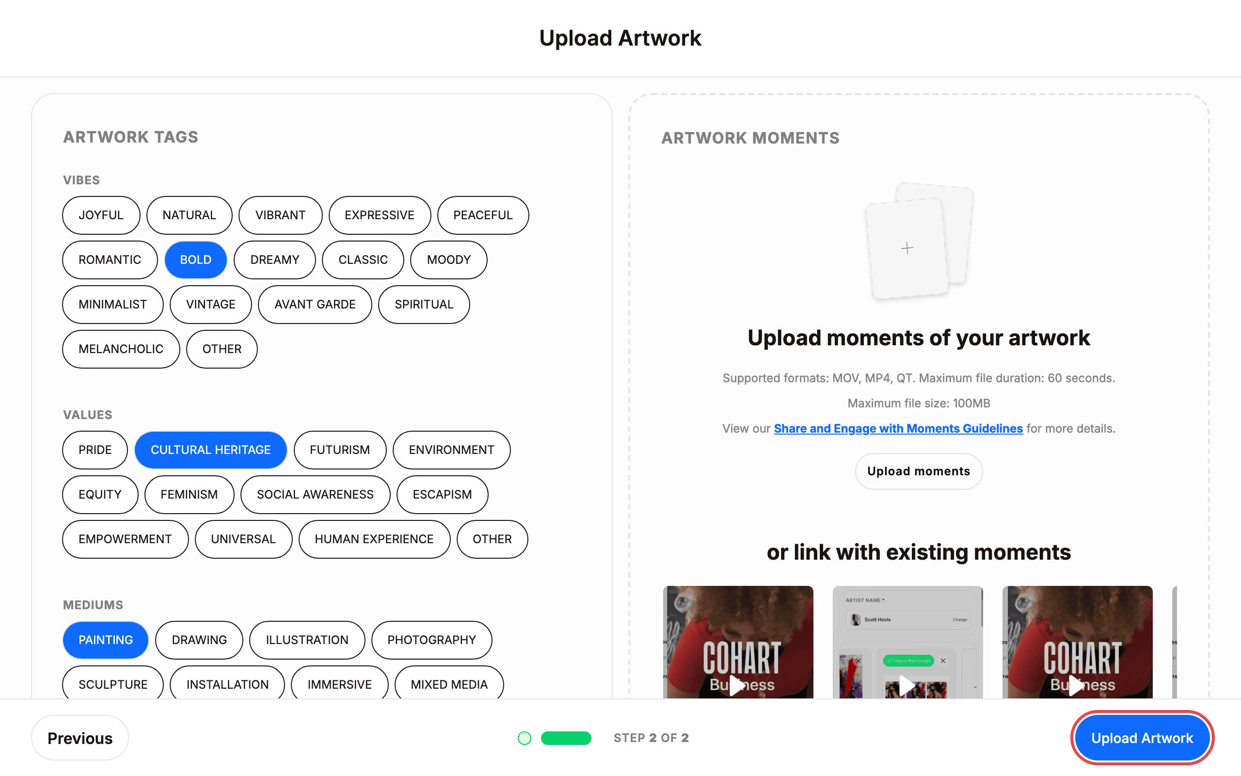 Click Upload Artwork